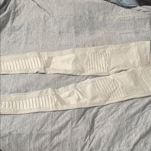 White Moto Leggings